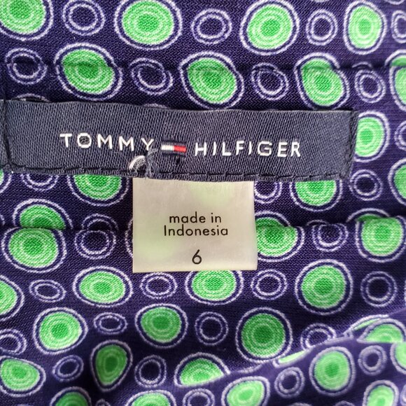 Tommy Hilfiger Wrap Dress Women's Size 6 Blue Green Polka Dot V Neck Long Sleeve - Picture 6 of 14